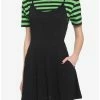 Best Pirce ❤️ Black & Green Stripe Twofer Skater 👗 Dress ⭐