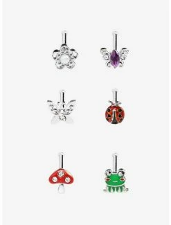 New 😍 Steel Mushroom & Frog Nose Stud 6 Pack ✔️