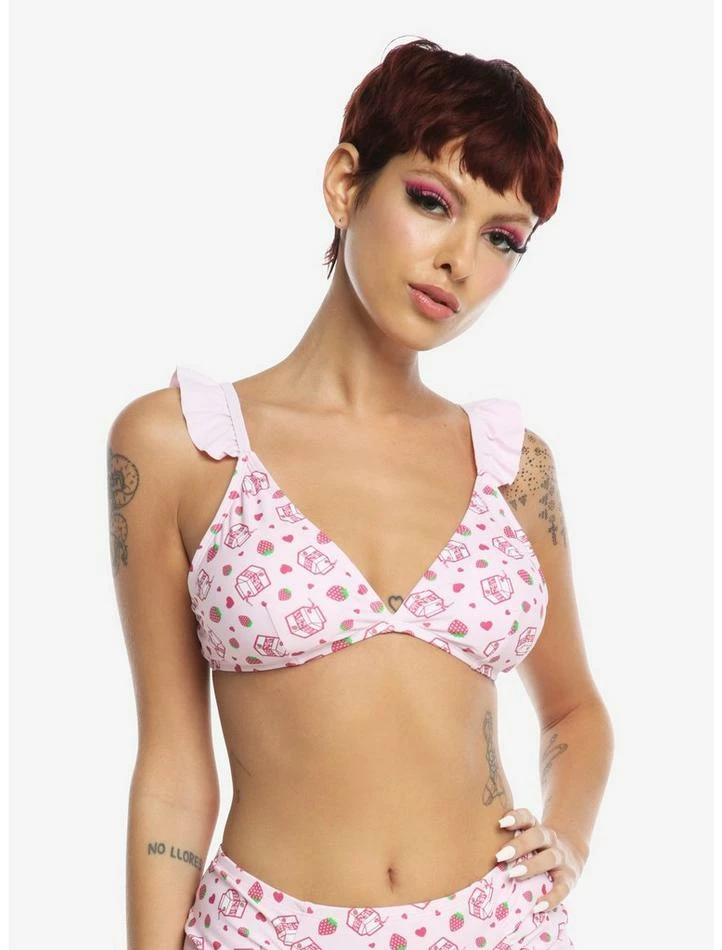 Budget 🎉 Strawberry Milk Ruffle Triangle Swim Top 💯 4 Budget 🎉 Strawberry Milk Ruffle Triangle Swim Top 💯 - Image 2