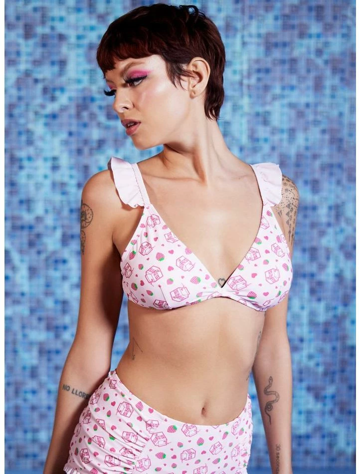 Budget 🎉 Strawberry Milk Ruffle Triangle Swim Top 💯 3 Budget 🎉 Strawberry Milk Ruffle Triangle Swim Top 💯