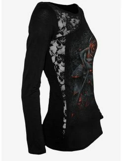 Best deal 👍 Burnt Rose Lace Shoulder Long-Sleeve 🥰 -HT Style Outlet Store 16828788 av2