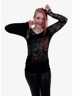 Best deal 👍 Burnt Rose Lace Shoulder Long-Sleeve 🥰