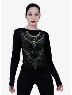 Best Sale ⌛ Raven Skull Long-Sleeve ❤️
