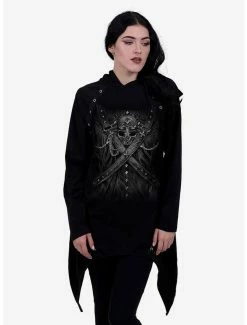 HT Style Outlet Store 37 Best deal ⌛ Strapped Lace Up Asymmetrical Hoodie 🎉