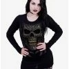 Best Sale 🤩 Black Gold Skull Viscose Long-Sleeve 🥰 -HT Style Outlet Store 16834520 hi