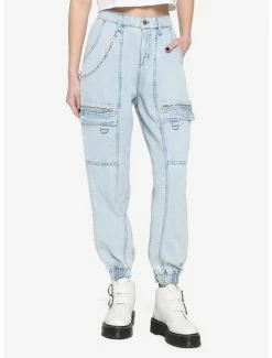 HT Style Outlet Store 6 Promo 🔔 Indigo Denim Side Chain 👧 Girls Jogger Pants 👍