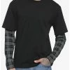 Best Pirce ๐ Black & Grey Plaid Sleeve Twofer Long-Sleeve T-Shirt ๐งจ 2 Best Pirce ๐ Black & Grey Plaid Sleeve Twofer Long-Sleeve T-Shirt ๐งจ -HT Style Outlet Store 16900648 hi