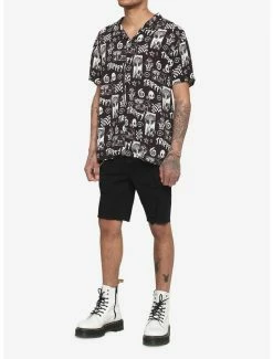 Budget ✔️ Trippy Mushroom Skull Woven Button-Up 💯 -HT Style Outlet Store 16904285 av1