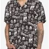 Budget ✔️ Trippy Mushroom Skull Woven Button-Up 💯 -HT Style Outlet Store 16904285 hi