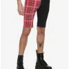 Outlet 👏 Black & Red Plaid Split Chain Denim Shorts ⌛ 1 Outlet 👏 Black & Red Plaid Split Chain Denim Shorts ⌛ -HT Style Outlet Store 16906148 hi