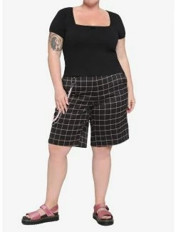 Budget ❤️ Pink & Black Grid Shorts Plus Size ⭐ -HT Style Outlet Store 16908885 av2