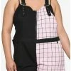 Wholesale ⭐ Black & Pink Grid Split Shortalls Plus Size 🛒 -HT Style Outlet Store 16909018 hi
