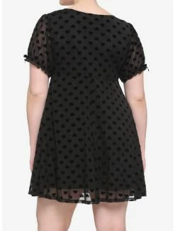Buy 🎁 Black Flocked Heart Babydoll 👗 Dress Plus Size 💯 -HT Style Outlet Store 16916114 av2