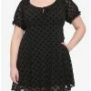 Buy 🎁 Black Flocked Heart Babydoll 👗 Dress Plus Size 💯 -HT Style Outlet Store 16916114 hi