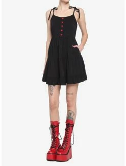 Top 10 🌟 Black Heart Button Tie-Strap Tiered 👗 Dress 🛒 -HT Style Outlet Store 16916229 av1
