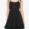 Top 10 🌟 Black Heart Button Tie-Strap Tiered 👗 Dress 🛒 -HT Style Outlet Store 16916229 hi