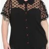 Best Sale 🌟 Black Flocked Heart 👧 Girls Woven Button-Up Plus Size 🌟 -HT Style Outlet Store 16916326 hi