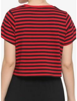 Buy ✔️ Red & Black Stripe Heart 👧 Girls Boxy Crop T-Shirt 👏 -HT Style Outlet Store 16916492 av2