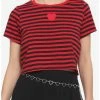 Buy ✔️ Red & Black Stripe Heart 👧 Girls Boxy Crop T-Shirt 👏 -HT Style Outlet Store 16916492 hi