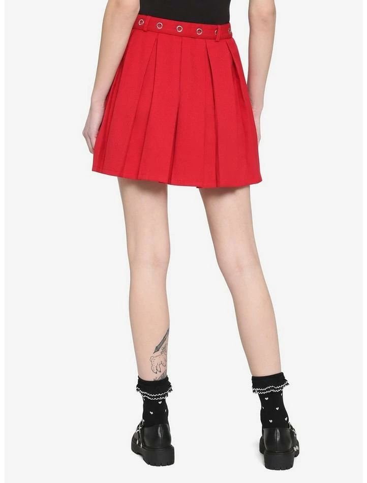 Cheapest 👏 Red Heart Grommet Belt Pleated 👗 Skirt ⌛ 4 Cheapest 👏 Red Heart Grommet Belt Pleated 👗 Skirt ⌛ - Image 2
