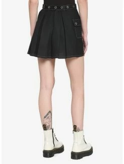 Top 10 🤩 Black Grommet Belt Pleated 👗 Skirt 💯 -HT Style Outlet Store 16916543 av1