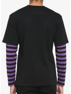 Deals ✨ Black & Purple Stripe Sleeve Twofer Long-Sleeve T-Shirt ❤️ -HT Style Outlet Store 16948271 av2