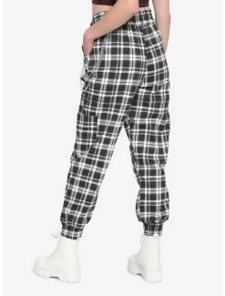 Budget 🛒 Black & White Plaid Chain 👧 Girls Jogger Pants ⌛ -HT Style Outlet Store 16956790 av1
