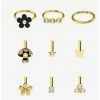 Flash Sale 🔔 Steel Gold Mushroom Gem Nose Stud & Hoop 9 Pack ⌛
