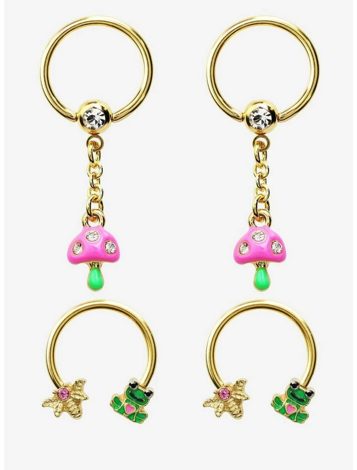Cheapest ๐ Steel Frog & Mushroom Circular Barbell & Captive Hoop 4 Pack ๐ 3 Cheapest ๐ Steel Frog & Mushroom Circular Barbell & Captive Hoop 4 Pack ๐
