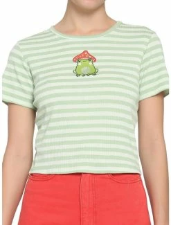 Wholesale 👏 Frog Mushroom Stripe 👧 Girls Crop Baby T-Shirt 🎁