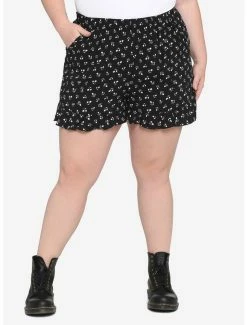 Buy 💯 Black & White Mushroom 👧 Girls Woven Ruffle Shorts Plus Size 🔔