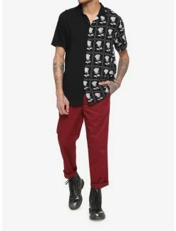 Brand new ✔️ Black & White Roses Split Woven Button-Up 👍 -HT Style Outlet Store 17011757 av1