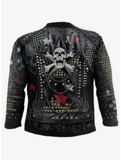 Best Sale 🔔 Goth Metal Allover Long-Sleeve T-Shirt 🛒 -HT Style Outlet Store 17035027 av2