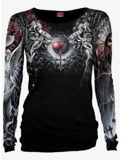Outlet 👏 Life And Death Cross Allover Oversized Top ✔️ -HT Style Outlet Store 17035082 av1