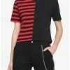 Best deal 🎉 Red & Black Stripe Split Boxy 👧 Girls Crop T-Shirt ⌛