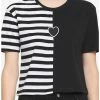 Top 10 🛒 Black & White Stripe Split 👧 Girls Boxy Crop T-Shirt 🥰