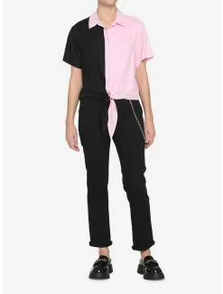 Outlet 🌟 Black & Pink Split Heart Tie-Front 👧 Girls Woven Button-Up 😍 6 Outlet 🌟 Black & Pink Split Heart Tie-Front 👧 Girls Woven Button-Up 😍 -HT Style Outlet Store 17061926 av1