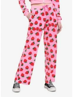 Outlet 🎉 Pink Velour Strawberry 👧 Girls Lounge Pants 🎉