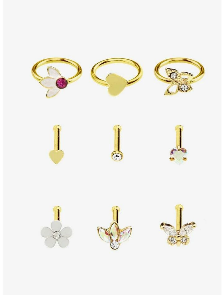 New ๐ฏ Steel Gold Hearts & Butterflies Nose Stud & Hoop 9 Pack ๐ 3 New ๐ฏ Steel Gold Hearts & Butterflies Nose Stud & Hoop 9 Pack ๐