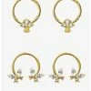 Cheap 😀 Steel Gold Mushroom Butterfly Captive Hoop & Circular Barbell 4 Pack 👍 -HT Style Outlet Store 17098605 hi