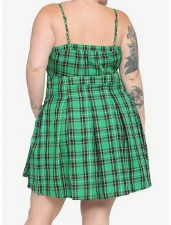 Best Pirce 🎉 Green Plaid Pleated Lace-Up 👗 Dress Plus Size 🤩 -HT Style Outlet Store 17099930 av2