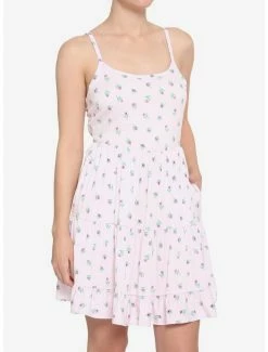 Cheapest ⭐ Pink Cat Roses Tiered 👗 Dress 🛒