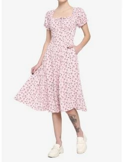 Buy 🎉 Pink Floral Gears Empire Midi 👗 Dress 😉 -HT Style Outlet Store 17100094 av1