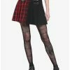 Promo 😀 Red Plaid & Black Split Buckle 👗 Skirt 🧨 -HT Style Outlet Store 17100241 hi