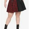 Coupon 😍 Red Plaid & Black Split Buckle 👗 Skirt Plus Size ✨ -HT Style Outlet Store 17100249 hi