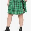 Buy ⭐ Green Plaid Buckle Pleated Skort Plus Size ✔️ -HT Style Outlet Store 17100358 hi