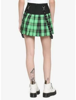 New 🥰 Black & Green Plaid Suspender 👗 Skirt ❤️ -HT Style Outlet Store 17100365 av1