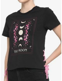 Promo ✨ Sakura Moon Tarot Card Lace-Up 👧 Girls T-Shirt 😉