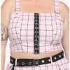 Brand new 🛒 Pink & Black Grid Buckle 👧 Girls Tank Top Plus Size 🎁 -HT Style Outlet Store 17105069 hi
