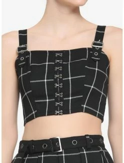 Brand new 😍 Black & White Grid 👧 Girls Crop Tank Top 🧨